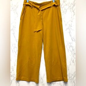 Jules & Leopold Stretch Wide Leg Crop Pants Large Mustard Yellow Casual